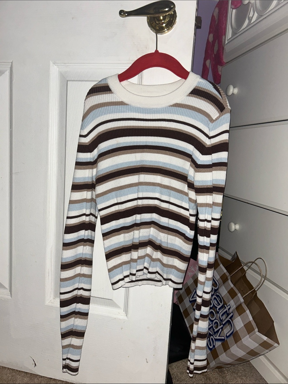 Garage Striped Crewneck Sweater Top